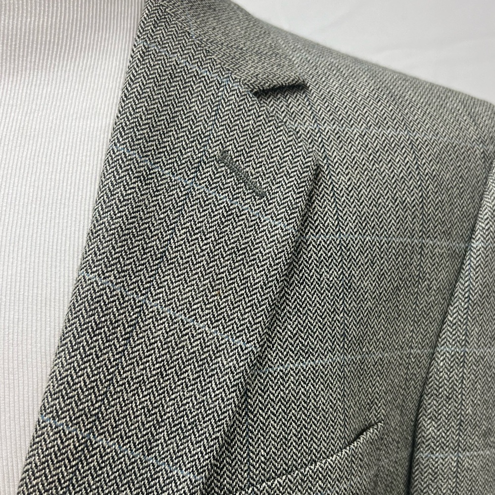 Jos. A. Bank Men's 42R Gray Silk/Cashmere/Wool Plaid Herringbone Blazer Jacket - Picture 2 of 7